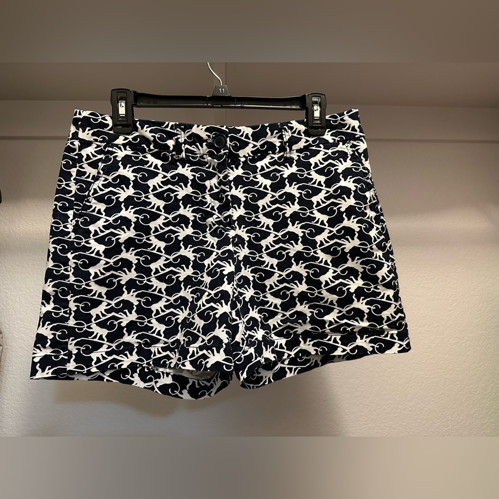 (A) Crown & Ivy Navy and White Monkey Print Shorts